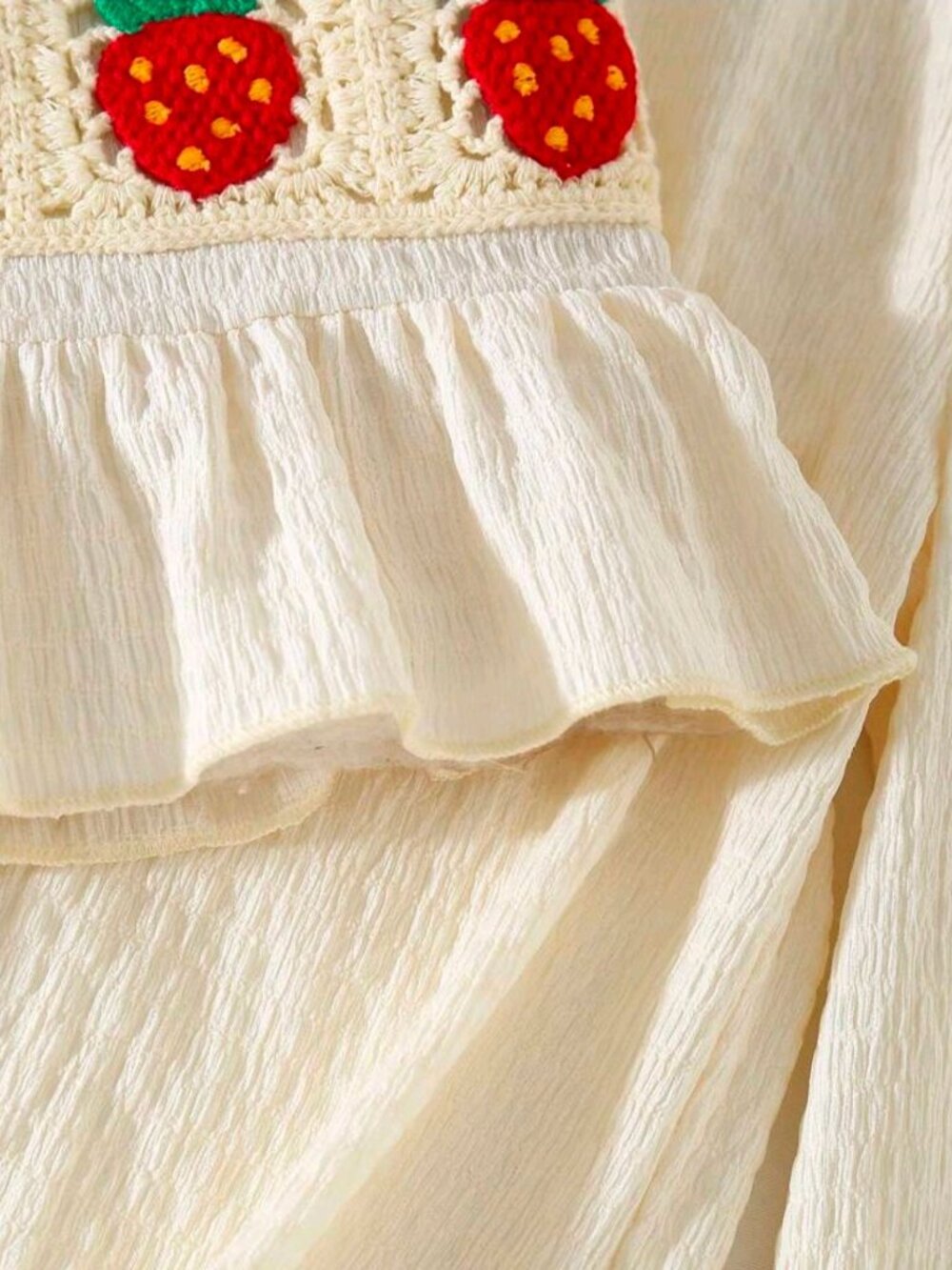 Shein ✦ Crochet Tank & Ruffle Pants Set ✦ Apricot Strawberry 2‑Piece 5Y NWT - Picture 4 of 9